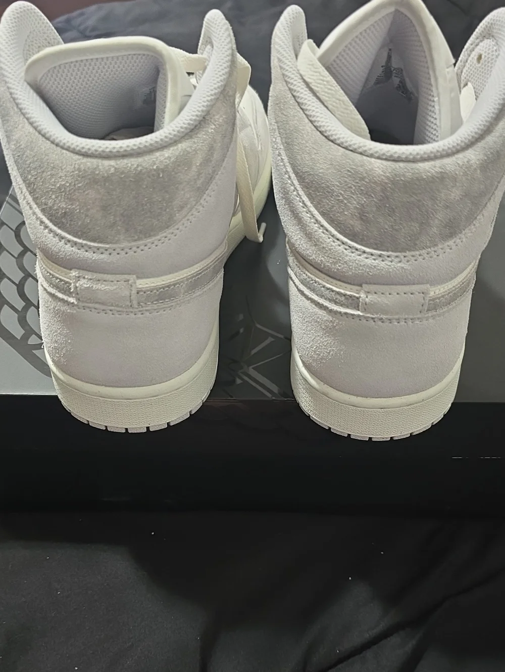 Jordan High Top Sneakers - White & Light Gray Suede